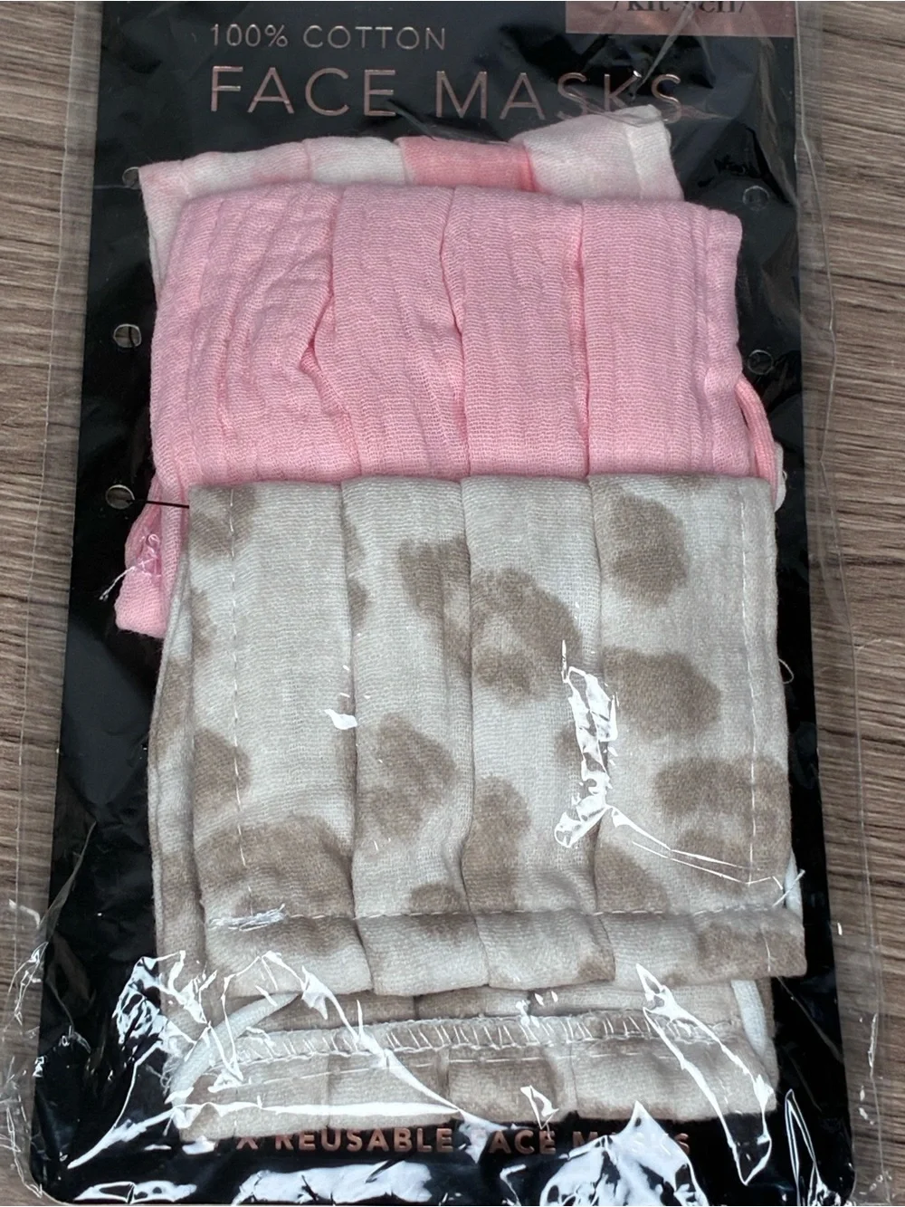 🐼 3/$25 NWT kitsch Women's 3-Pack Cotton Face Masks - Blush Pink & Beige Tie-Dye